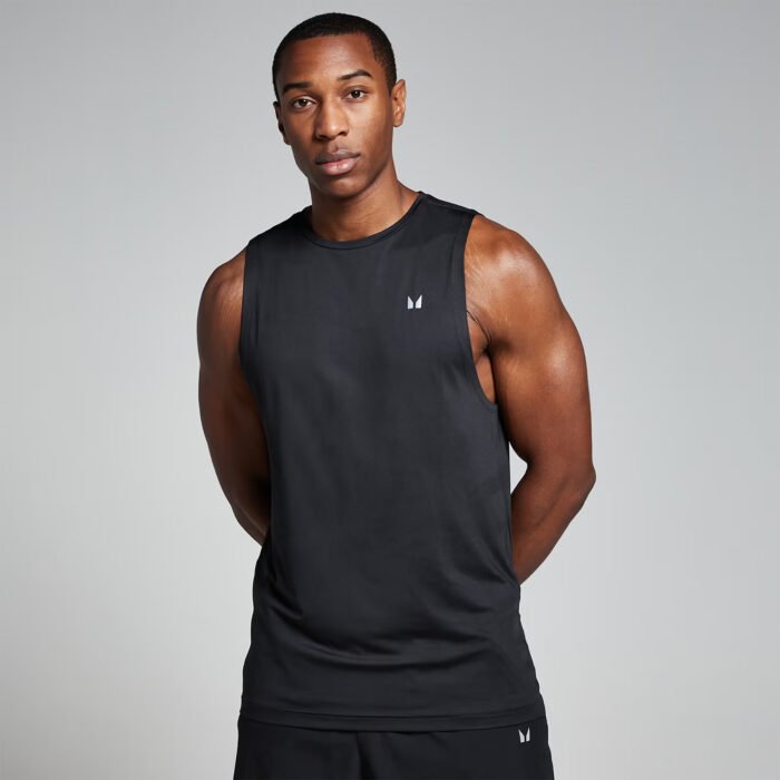 Mens Training Tank Top – Black 1 Ανδρικό Tank Top Προπόνησης MyProtein - Image 1